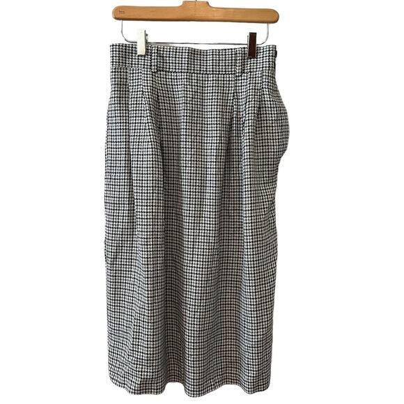Vintage 80s Country Suburbans High waisted Summer houndstooth Midi skirt - Picture 1 of 7